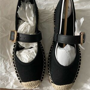 Zara black Espadrille Mary Jane Shoes . New